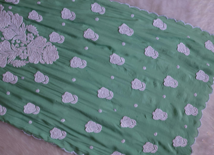 Noor Mint Green 10D Pure Muslin Scalloped Kurta Set