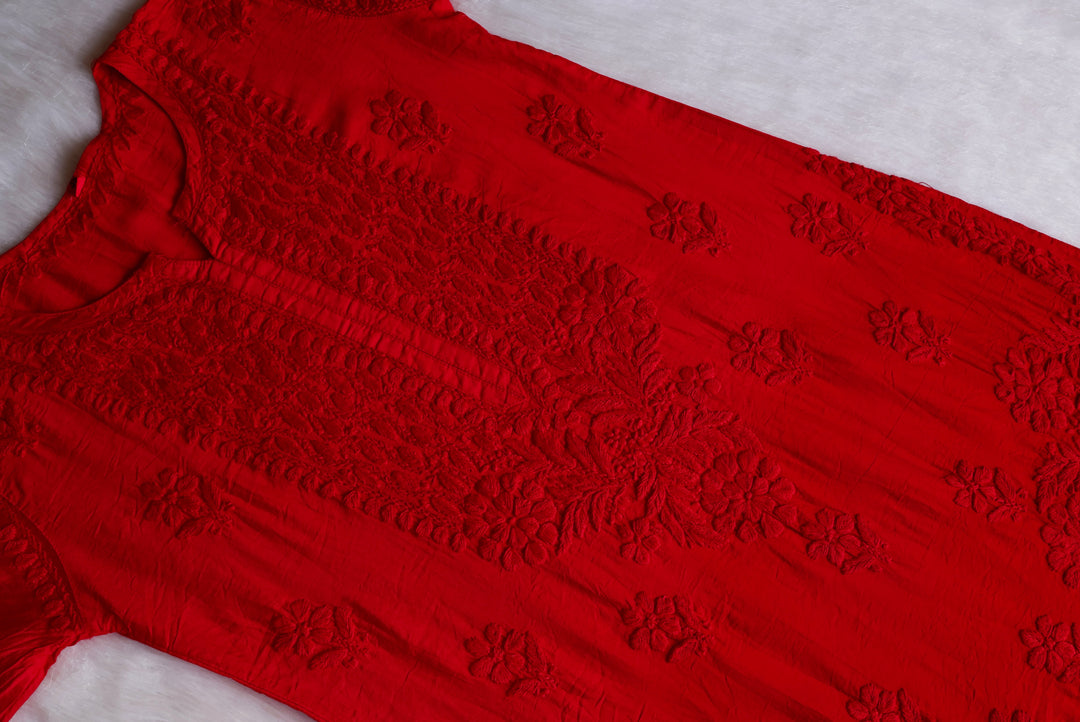 Dilnoor Red Chanderi Ombre Kurta
