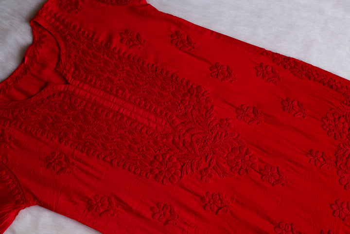 Dilnoor Red Chanderi Ombre Kurta