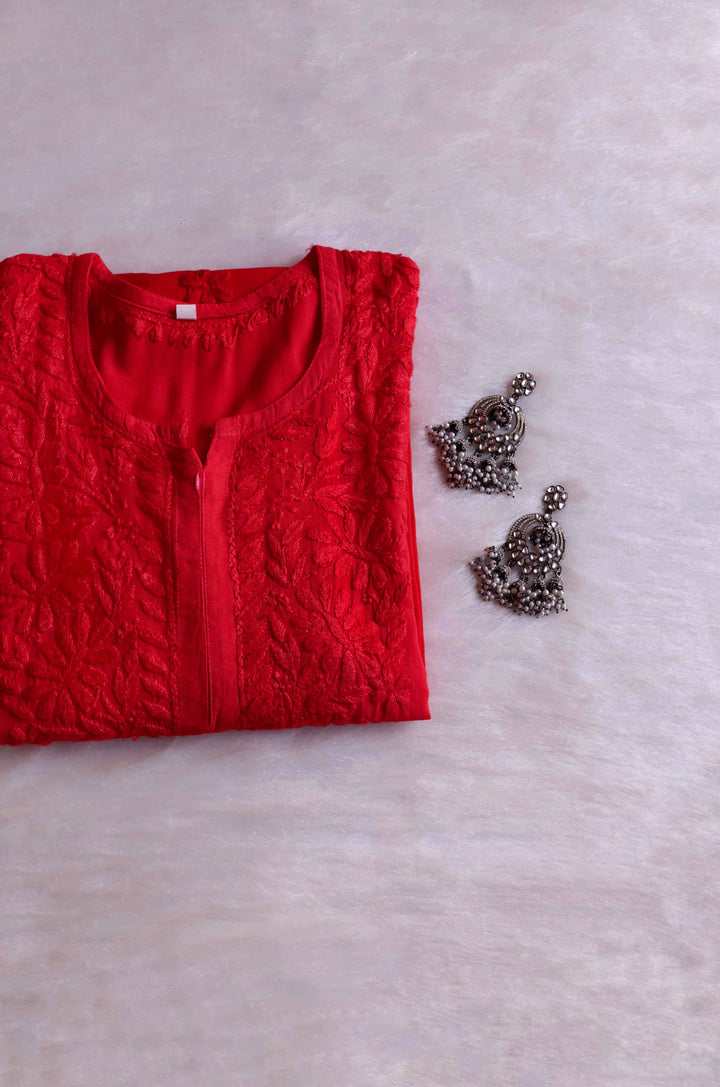 Amirah Red Ombre Long Rayon Kurta