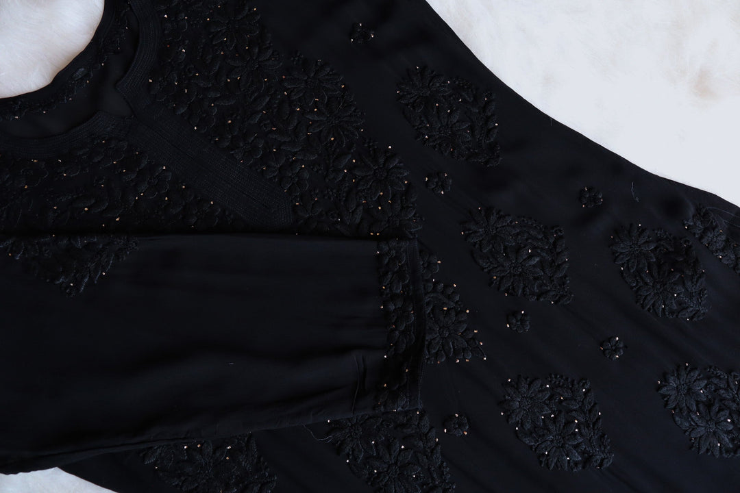 Hoor Black Viscose Georgette Kurta