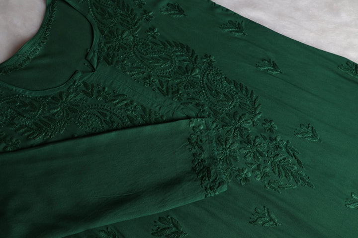 Zahrah Deep Green Ombre Long Rayon Kurta