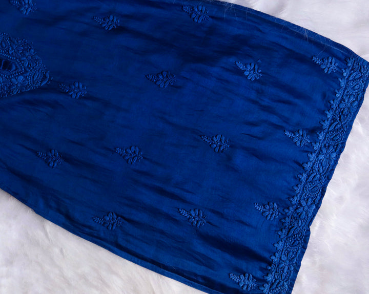 Zimra Luxe Royal Blue 3 Piece Pure Chanderi set