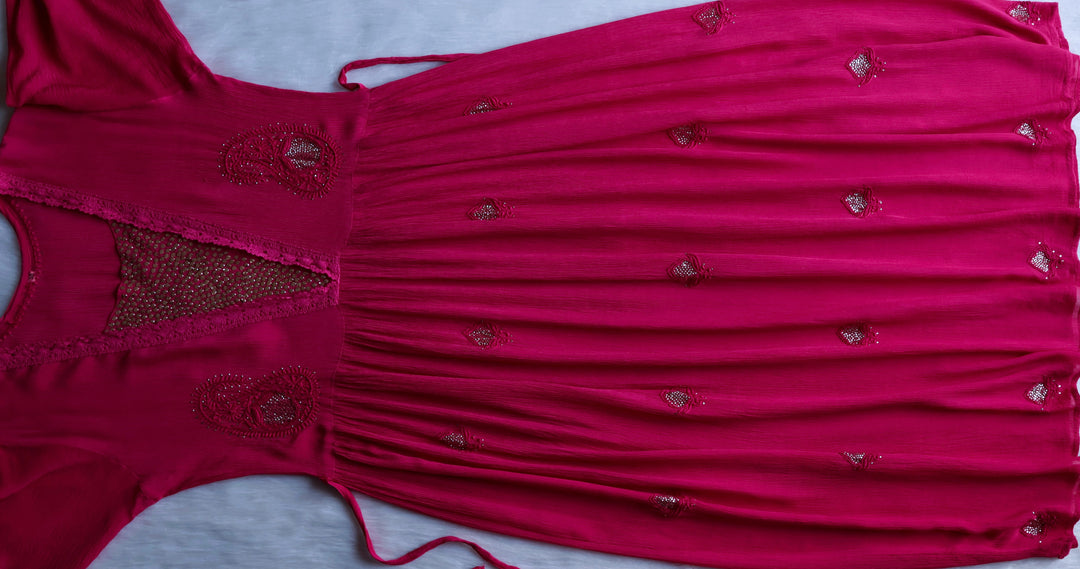 Anabiya Deep Pink Pure Chiffon Dress