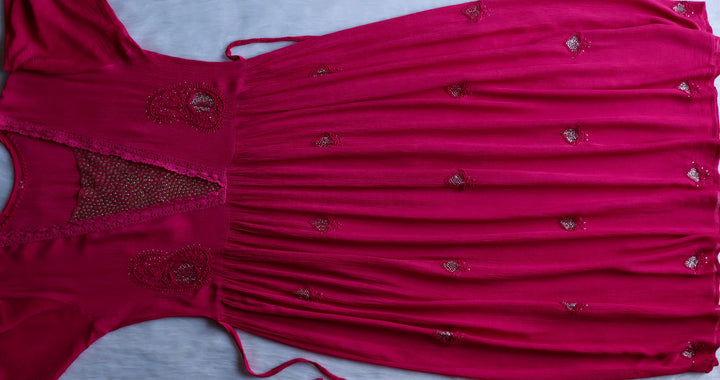 Anabiya Deep Pink Pure Chiffon Dress