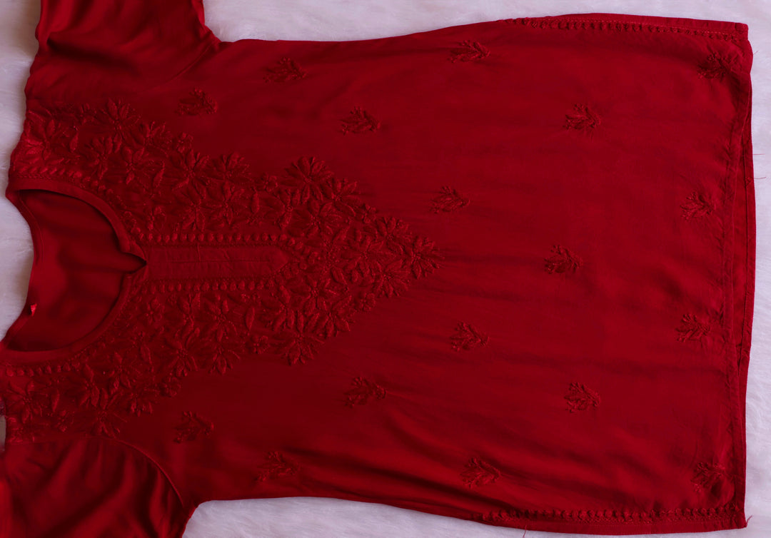 Nora Maroon Short Rayon Kurta