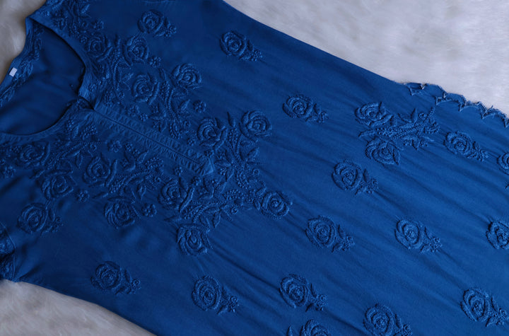 Gul Peacock Blue Scalloped Rayon set