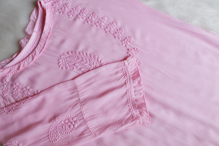 Zamda Afghani Baby Pink Pure Modal Set