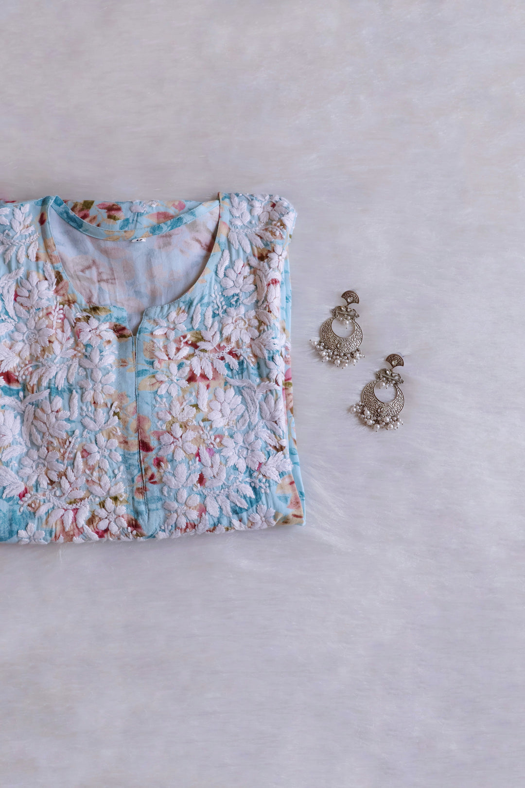 Maryam Sky Blue Long Modal Kurta