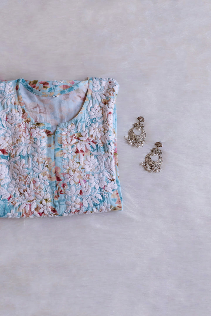 Maryam Sky Blue Long Modal Kurta