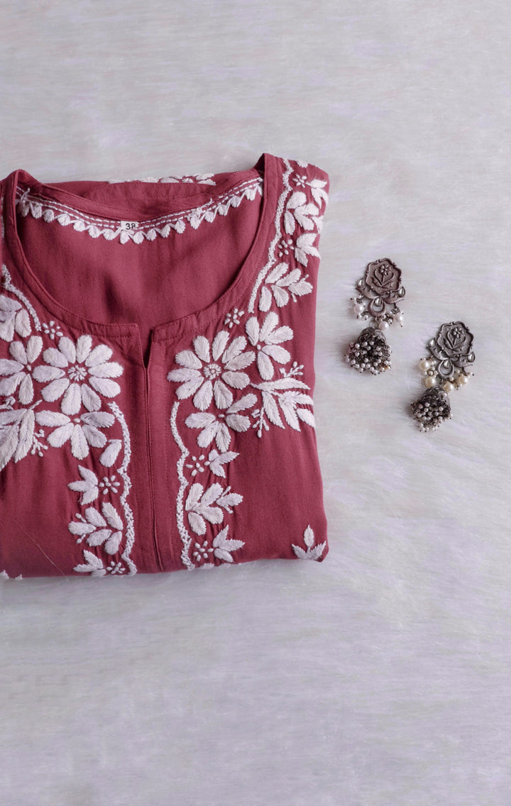 Zainab Dusty Mauve Long Rayon kurta