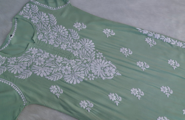 Ayesha Sage Green Rayon Kurta Pant set