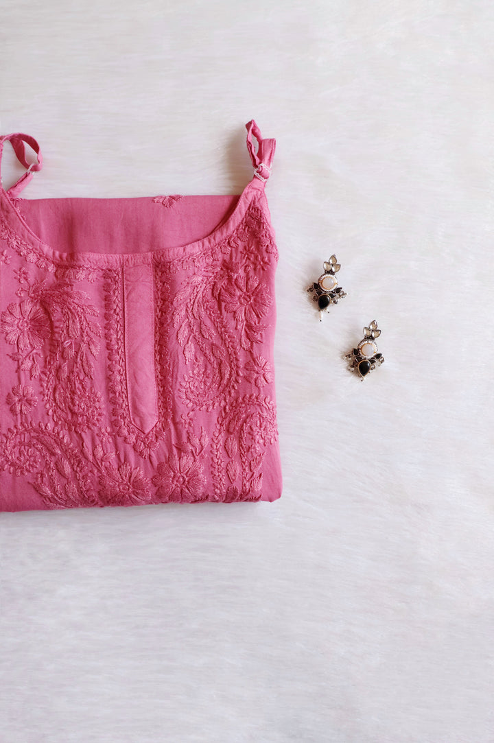 Hala Rose Brown Sleeveless Long Rayon Kurta