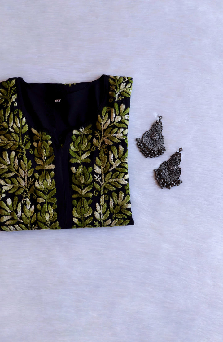 Sanam Black & Olive Green Ombre Long Rayon Kurta