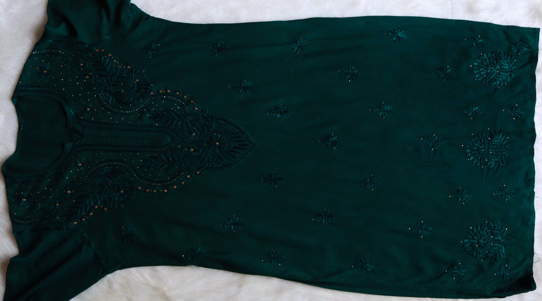 Naida Bottle Green 2 piece Rayon Mukaish set