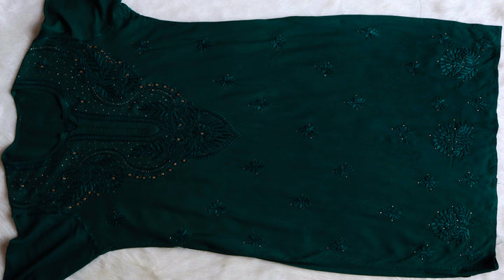 Naida Bottle Green 2 piece Rayon Mukaish set