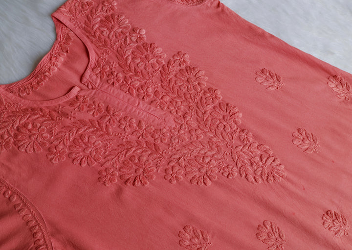 Gul Rose Brown Scalloped Short Kurta