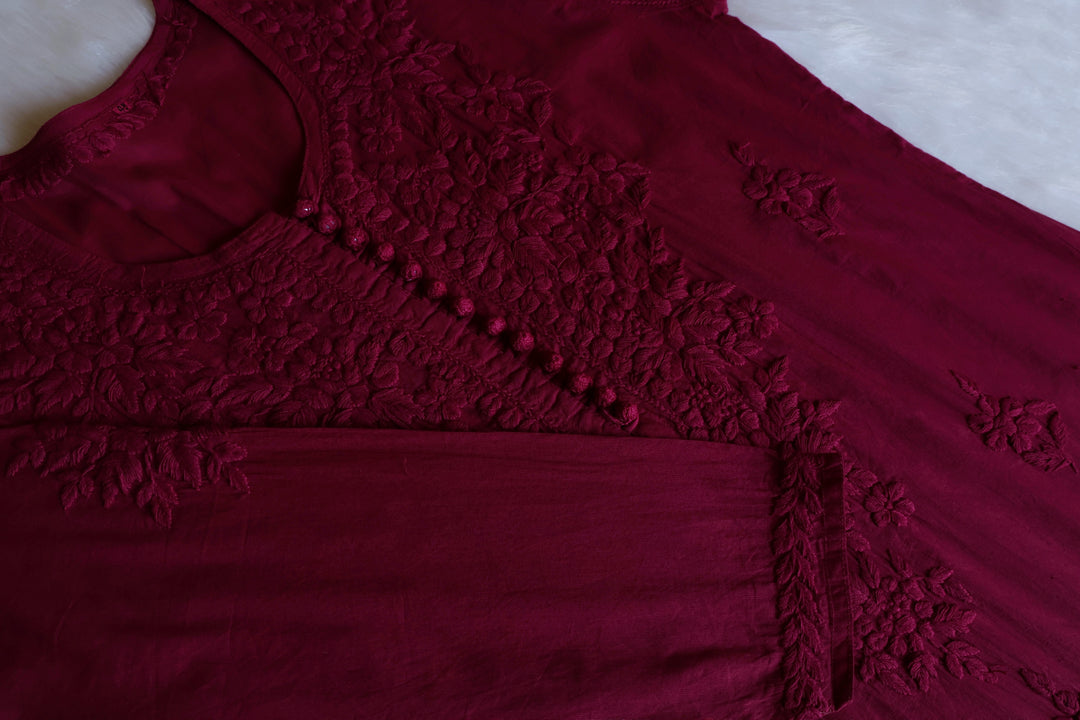 Aayat Deep Plum Cotton Kurta