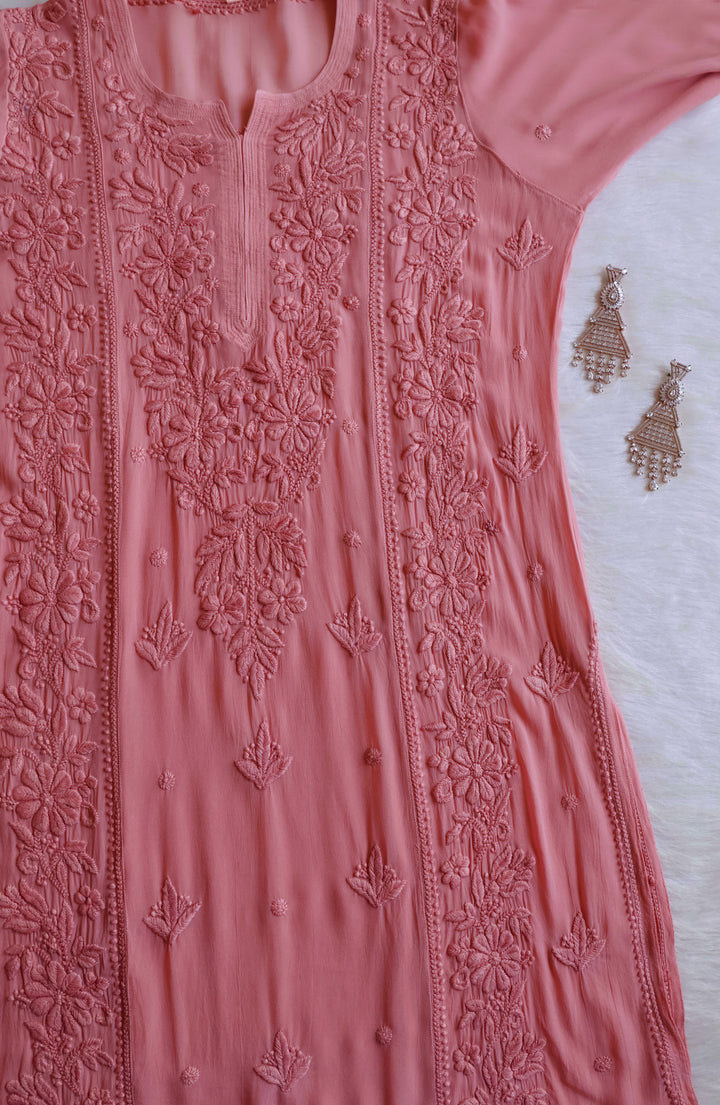Mahnoor Rose Brown Viscose Georgette Kurta