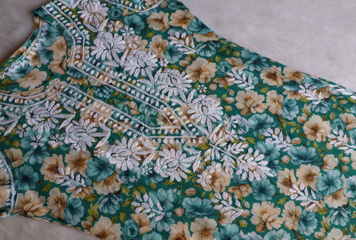 Aleha Turquoise Blue Pure Mulmul set