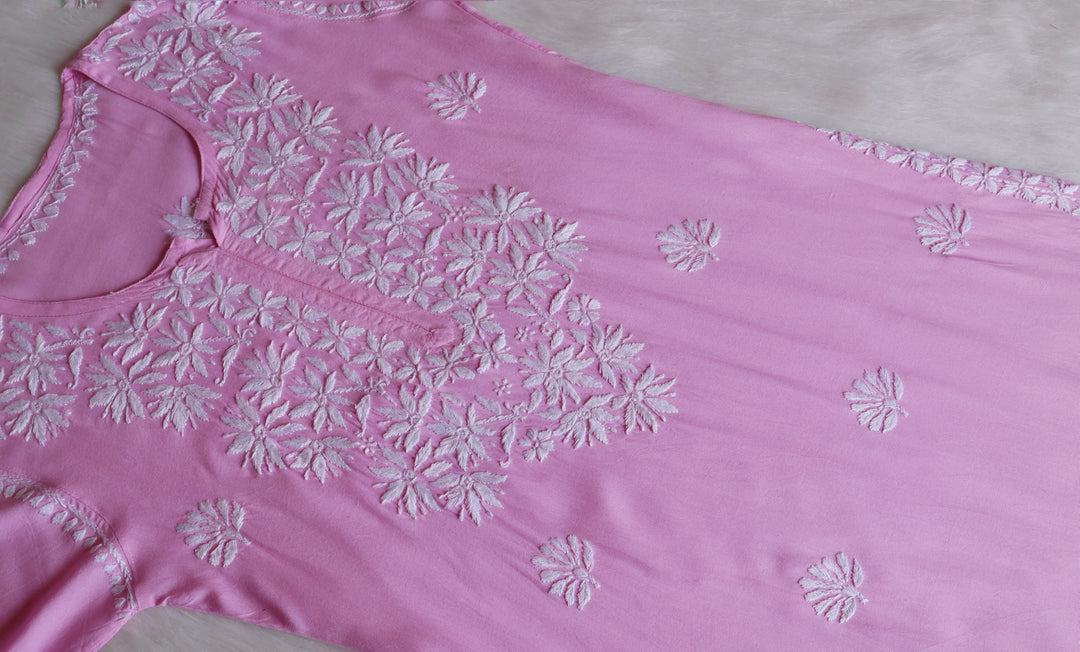 Haala Baby Pink Long Rayon Kurta