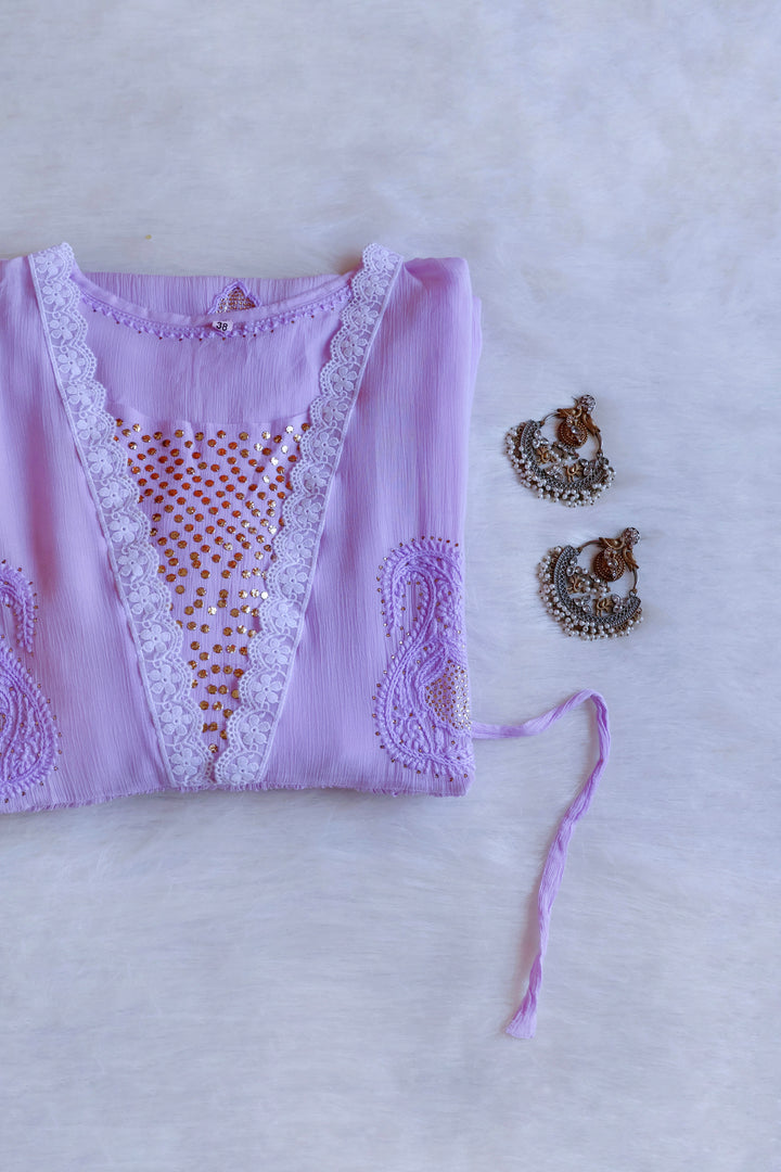 Anabiya Lavender Pure Chiffon Dress