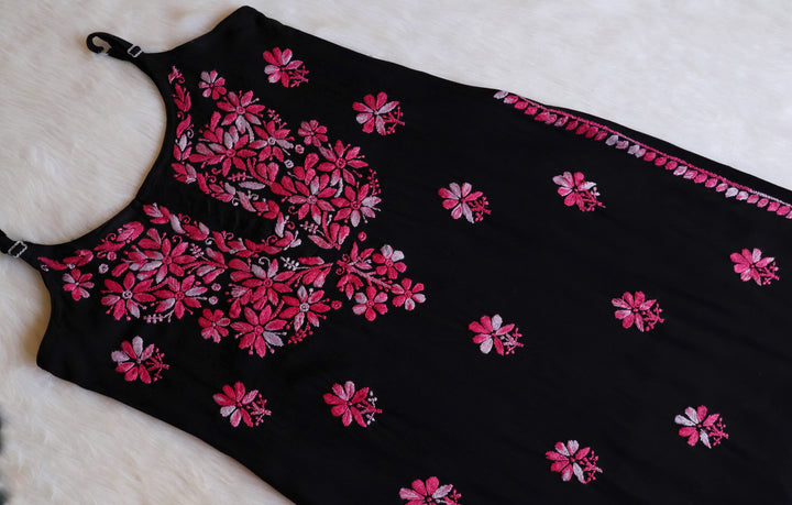 Sanam Black & Pink Noodle Strap 3 Piece Kurta set