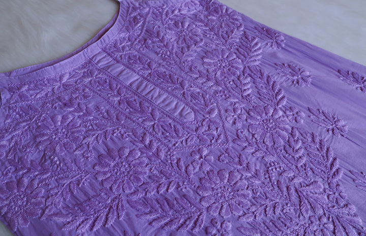 Noor Lavender Sleeveless Pure Cotton Long Kurta