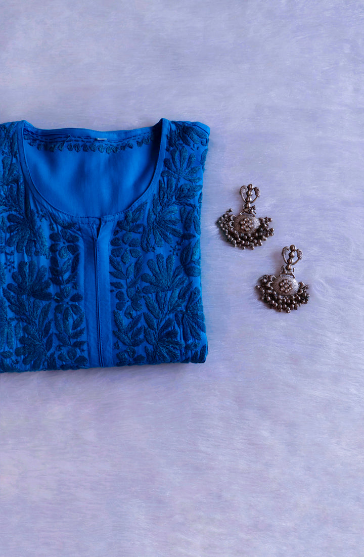 Ayra Peacock Blue Long Rayon kurta