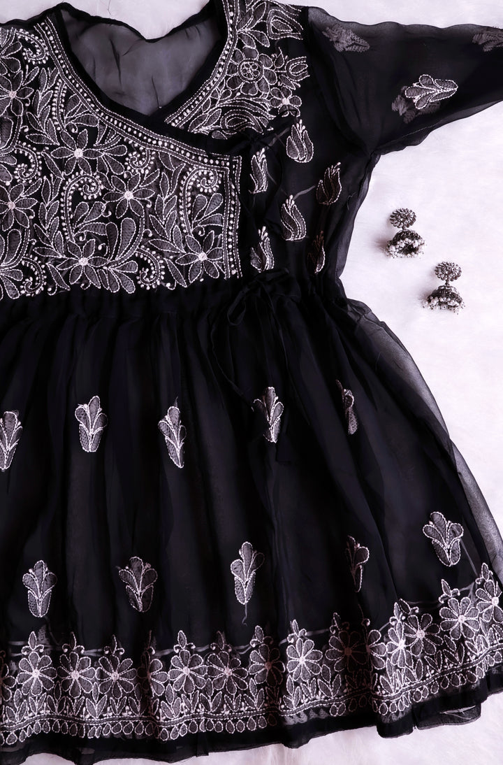 Black & White Georgette Angrakha frock