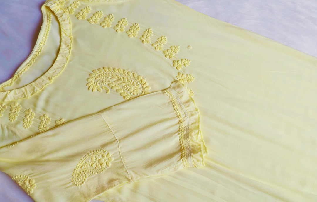 Zamda Afghani Butter Yellow Pure Modal Set