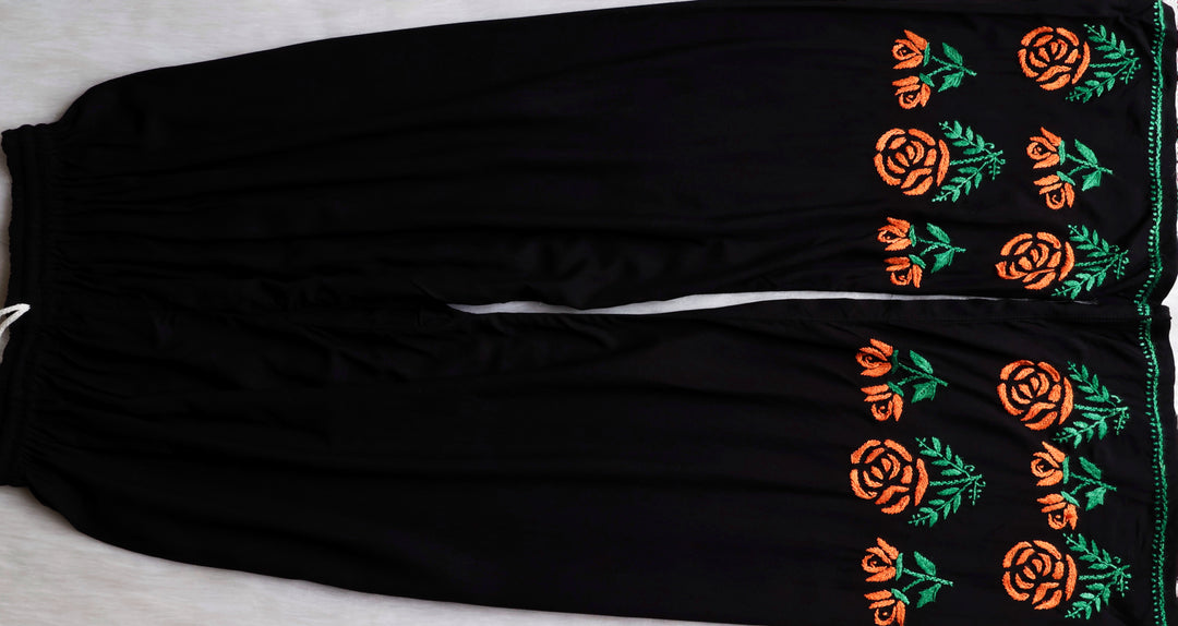 Gul-E-Jahaan Black & Saffron Rayon Kurta Set