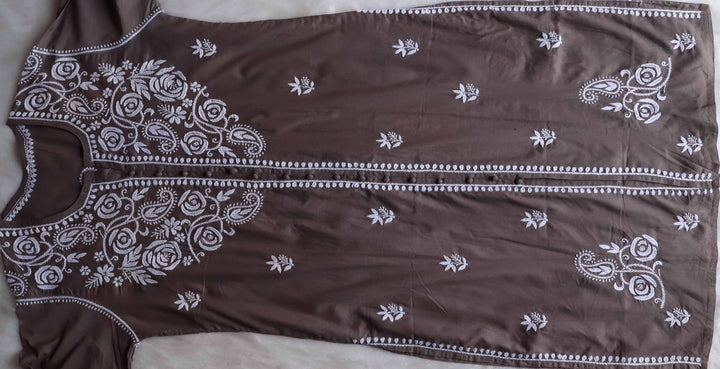 Gul Grey & White Cotton Kurta