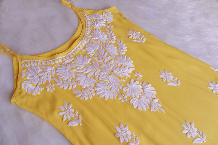 Mirha Yellow Sleeveless Rayon Kurta