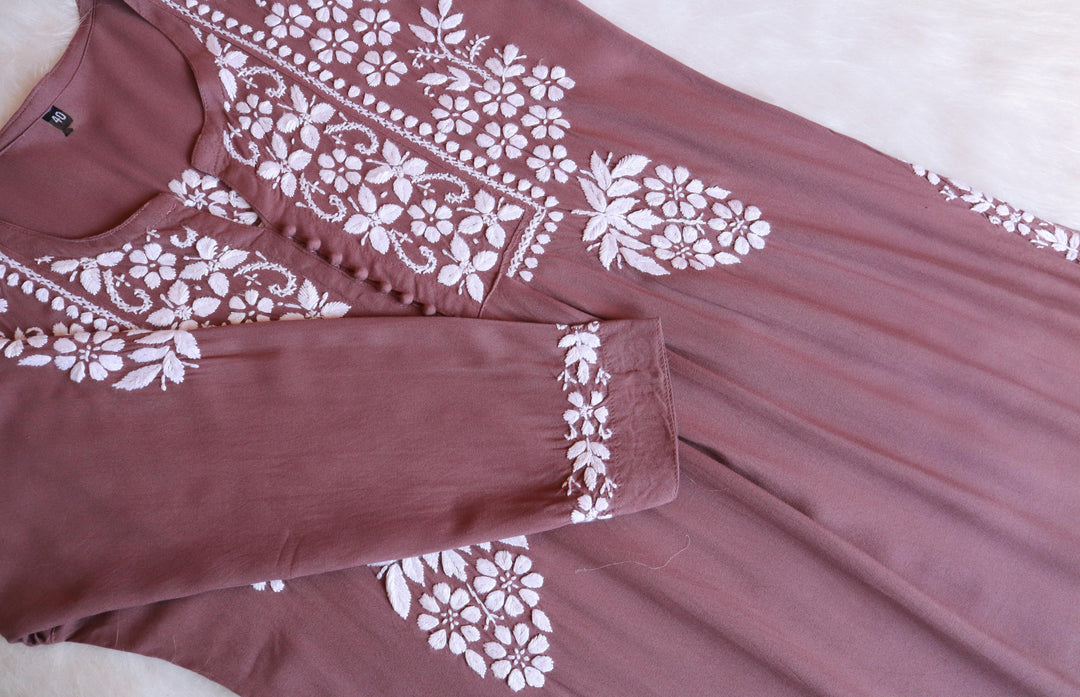 Maahi Dusty Mauve Long Rayon Kurta