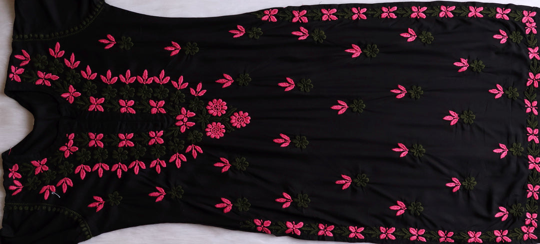 Gulbahaar Black, Pink & Olive Rayon Kurta Set