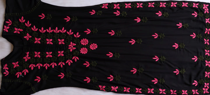 Gulbahaar Black, Pink & Olive Rayon Kurta Set
