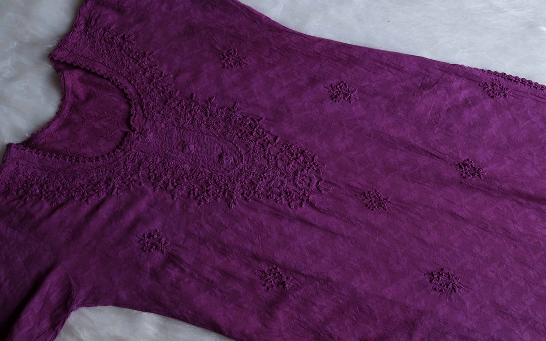 Aaliyah Deep Purple Long Jacquard Cotton kurta