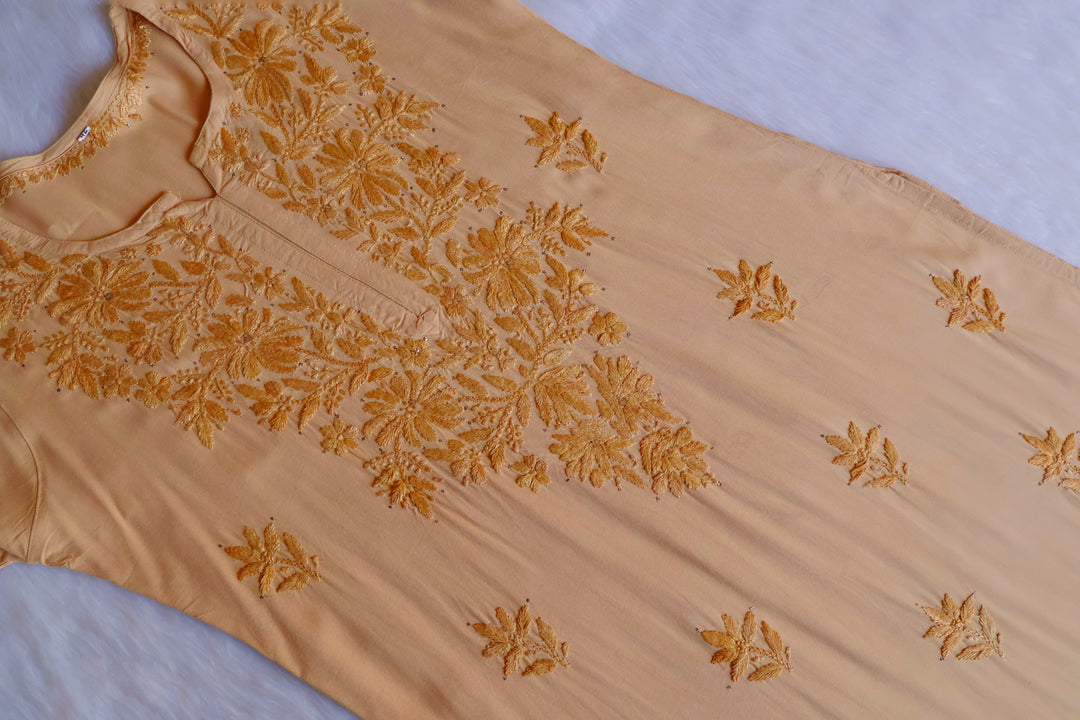 Naira Beige Rayon Mukaish 3 Piece Set