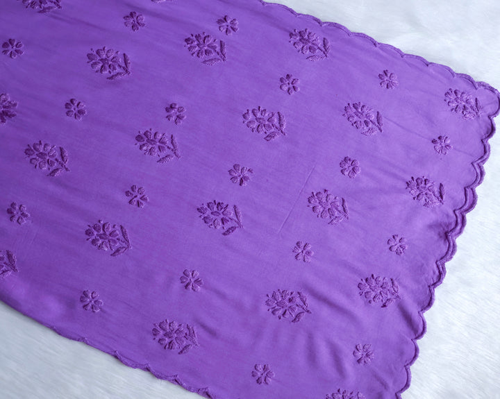 Gul Lavender Scalloped Long Rayon Kurta