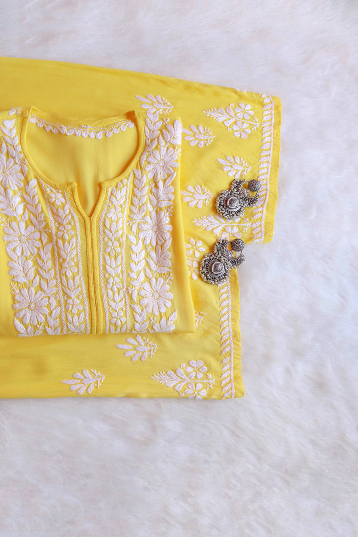 Zainab Yellow Rayon Kurta Pant set