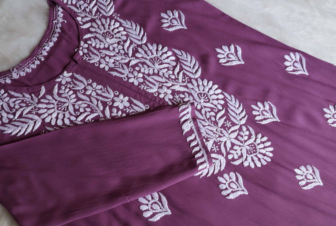 Rahaa Dusty Purple Long Rayon kurta