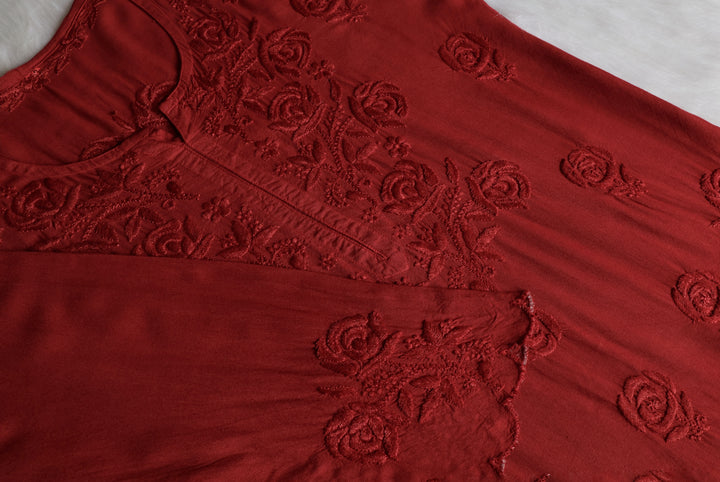 Gul Rose Brown Scalloped Rayon set