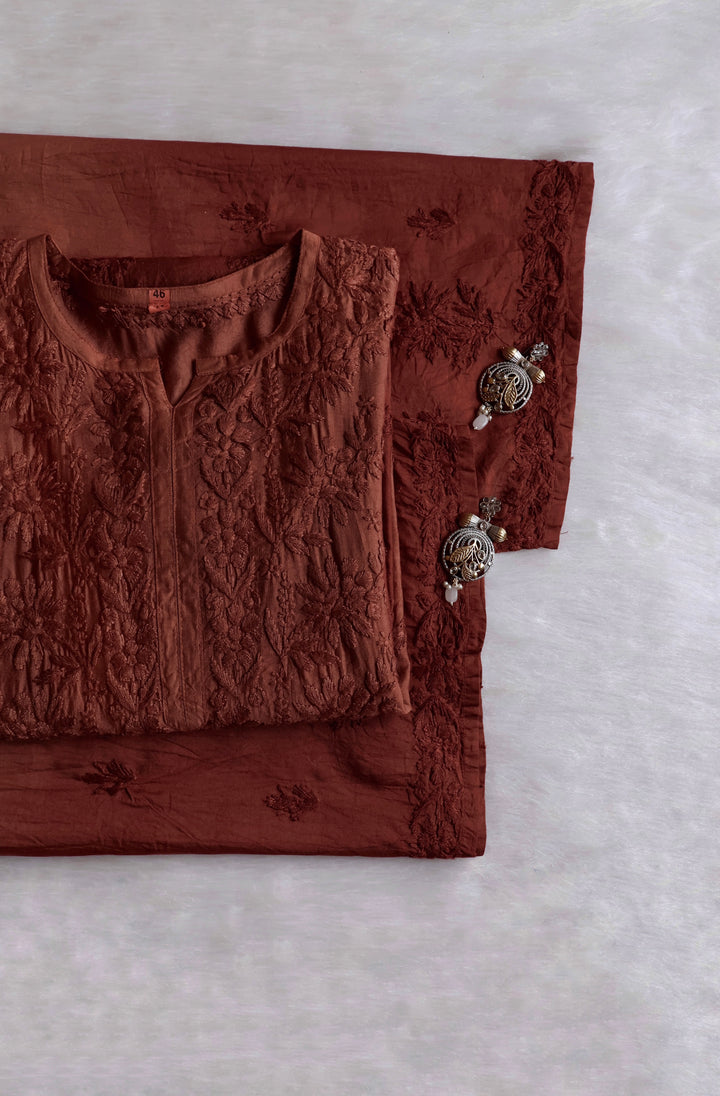 Jannat Rose Brown Pure Chanderi set