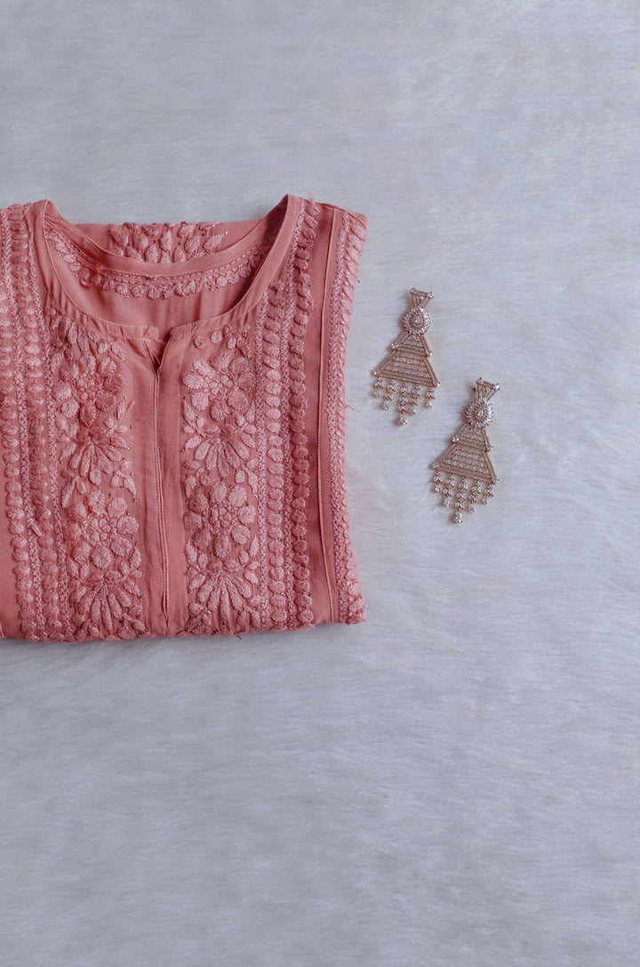 Hoor Rose Brown Viscose Georgette Kurta