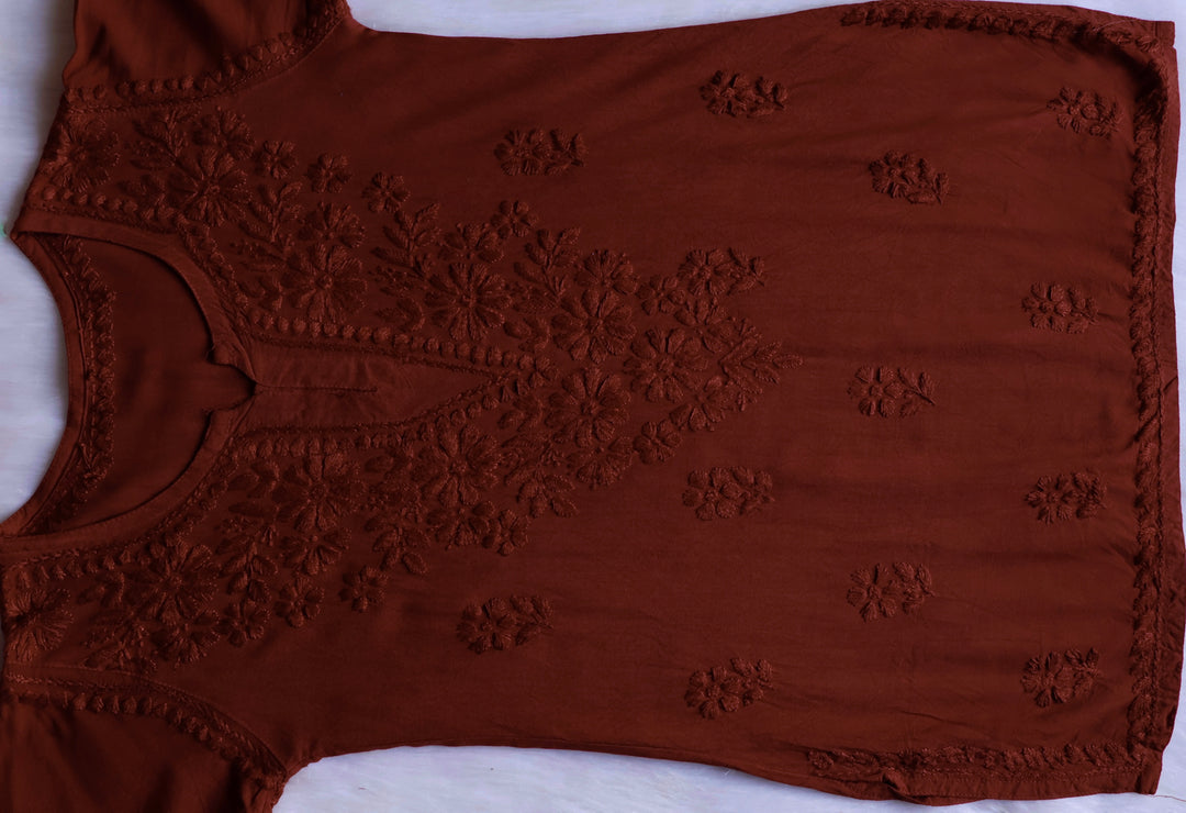Aliyah Brown Short Rayon Kurta