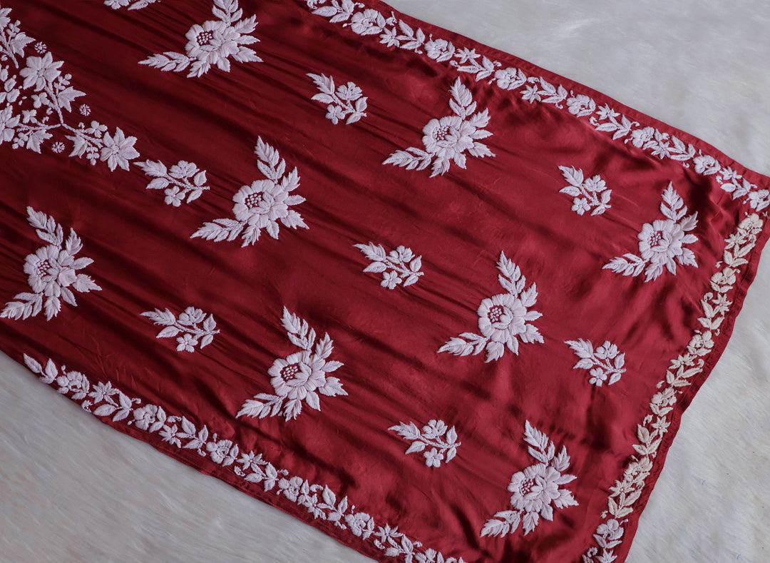 Mahnoor Maroon Modal Silk Kurta Set