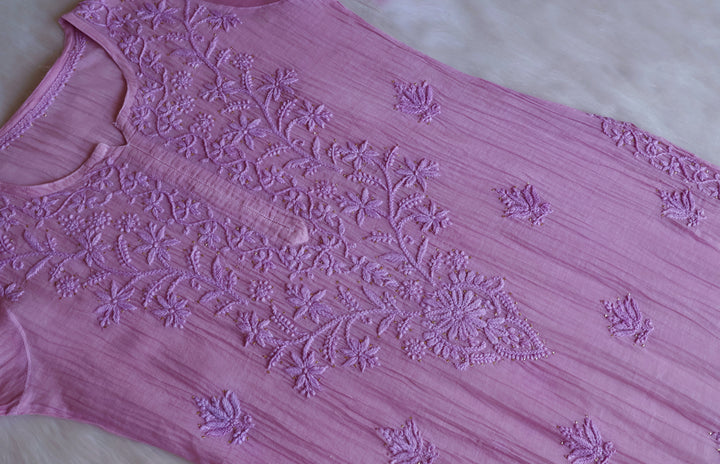 Naqsh Dusty Lavender Pure Chanderi Mulmul Set