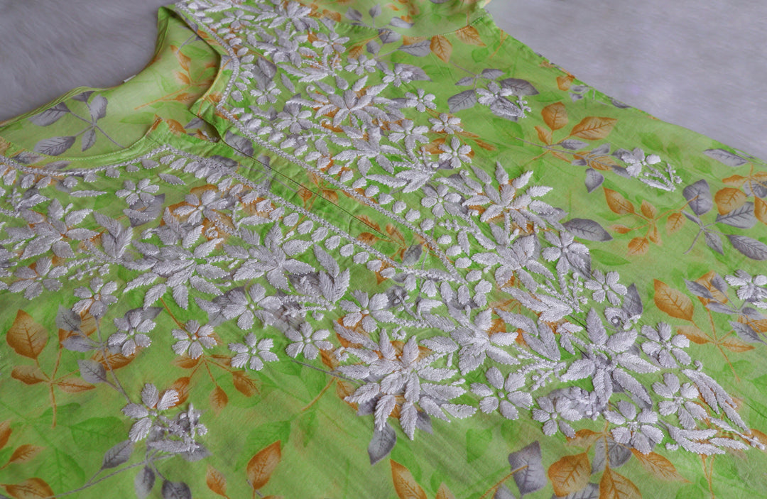 Ayra Parrot Green Pure Mulmul set