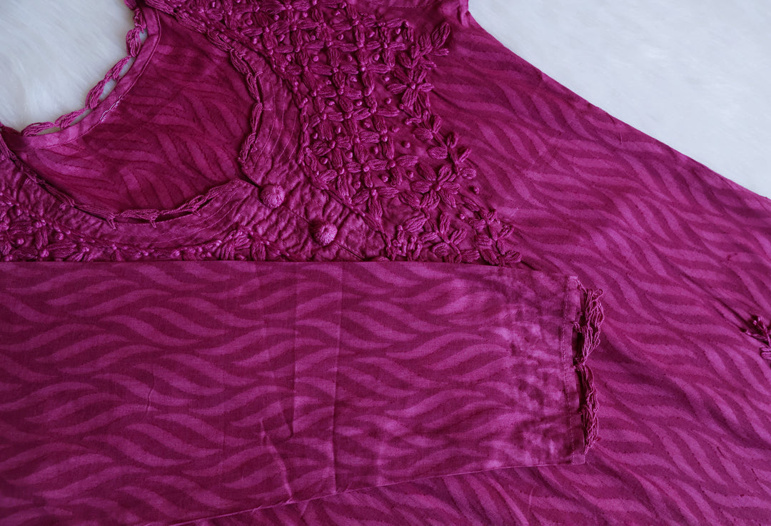 Zaina Deep Purple Short Jacquard Cotton kurta